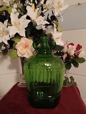 1930's GLASS WINE JUG LARGE 12  VINTAGE DECORATIVE ONE GALLON WINE DECANTER • $54.50