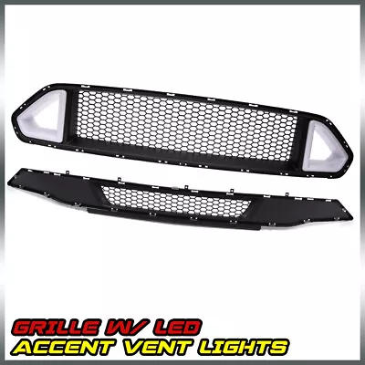 Fit For 2018-21 Ford Mustang Front Upper Grille W/LED Light Holes & Lower Grille • $83.24