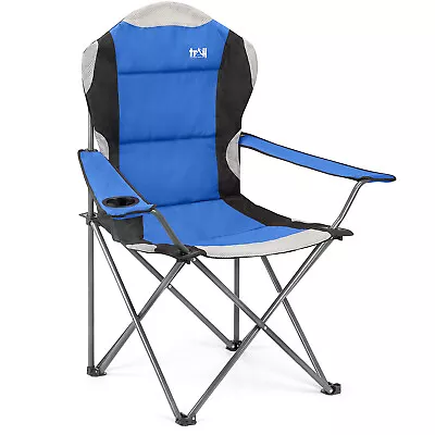 Folding Camping Chair Deluxe Padded High Back Portable Garden Fishing Trail • £32.99