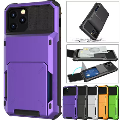 $12.50 • Buy Heavy Duty Wallet Card Holder Case For IPhone 14 11 12 13 Pro XS Max XR 8 7 Plus