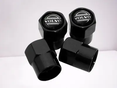 For Volvo Wheel Tire Valve Caps Stems Air Dust Caps Hexagon Shape Black 4pcs • $27.99