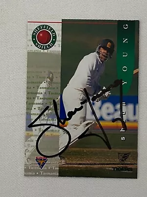 $8 • Buy 1995/96 Futera Cricket Card - Shaun Young (TAS) - Hand Signed Autograph
