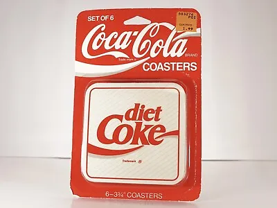 Coca Cola Diet Coke Coasters Cork Plastic Vintage On Card NOS • $24.99