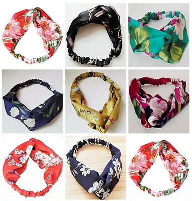 £5.47 • Buy Women Lady Flower Boho Bohemian Cross Hair Head Headband Band Scarf Wrap Bandana