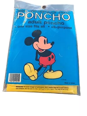 Vtg Disney Mickey Mouse 100% Waterproof Vinyl Adult Poncho - New Open Package • $8