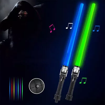 £10.89 • Buy 2x LED Flashing Lightsaber Toys Light Saber Swords With Sound Extendable Plastic