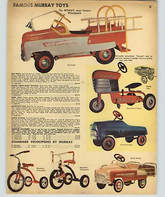 1959 PAPER AD Murray Pedal Cars Fire Truck Farm Tractor Ranch Station Wagon • $12.99