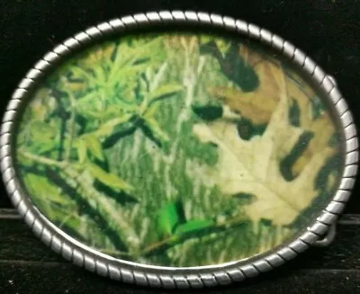 Great/Fun/Fashionable Pewter Tone Belt Buckle Enamel Leaves Camouflage Outdoors  • $14.99