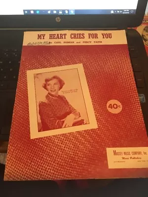 Vtg Sheet Music; My Heart Cries For You Dinah Shore 1950 • $3.55