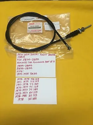 NEW OEM SUZUKI Front Brake Cable (58100-28090) RVTM100TM125TS125TS185AHRMA • $30.99