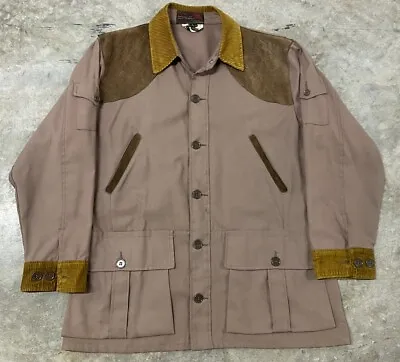 Vintage 10X Shooting Hunting Field Jacket Mens Sz Large 1960s Leather Corduroy • $59.99