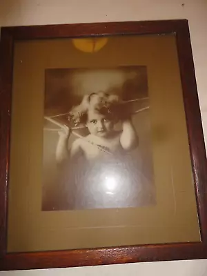 Antique 1897 Copyright CUPID AWAKE Framed Primitive Oak Frame M.B. Parkinson • $9.99