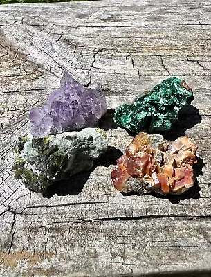 Small Mineral Specimen Lot- Epidote Vanadinite Malachite & Amethyst Cluster • $14.95