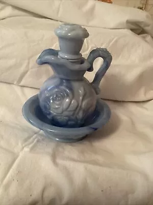 Vintage May 1978 Avon Victoriana Bubble Bath Pitcher And Bowl Set Blue • $15
