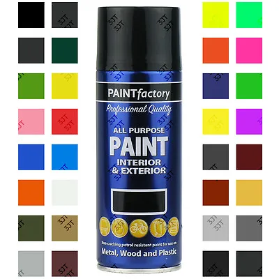 All-Purpose Aerosol Spray Paints Gloss Matt Metallic Primer Varnish Hammer 400ml • £6.20