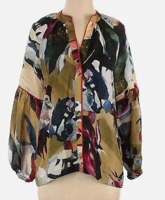 Anthropology Vineet Bahl Silk Multicolor Abstract Sunbound Top Size XS • $30