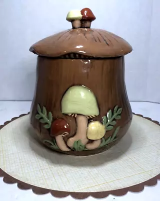 Vintage Arnel's Mushroom Canister Cookie Jar RARE Color Brown Body 1970s • $23.99