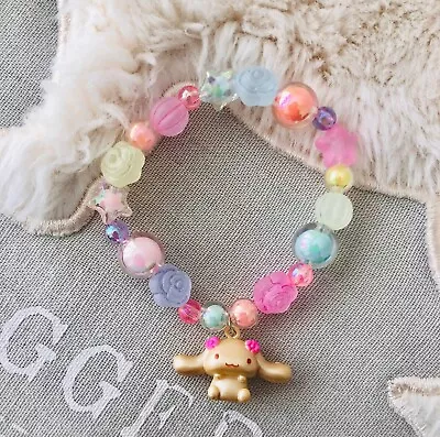 Baby Mocha Cinnamoroll Beaded Bracelet Sanrio Hello Kitty Pink Charm Candy Japan • £24.99