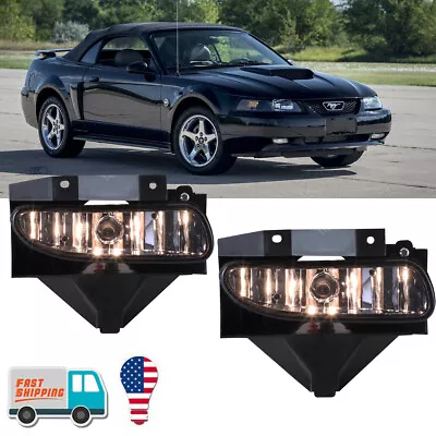 Fits 1999-2004 Ford Mustang Fog Lights Driving Lamps GT V6 Smoke Lens Pair L&R • $25.29