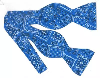 Blue Bandana Bow Tie / True Blue / Cowboy Western Bandana / Self-tie Bow Tie • $14.99