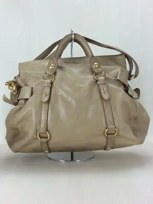 $244.20 • Buy Auth Miu Miu VITELLO LUX Handbag Purse Leather Beige Used From Japan