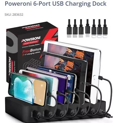 Poweroni USB Charging Dock - 6-Port - Fast Charging Station For Multiple Devices • $23