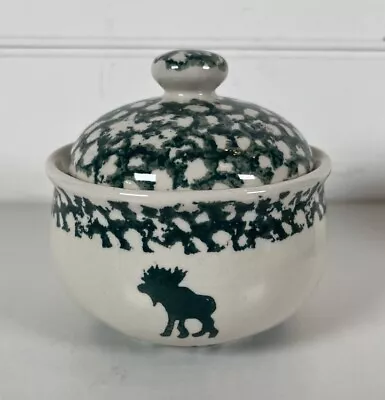 Tienshen Moose Folk Craft Country Sugar Bowl W/Lid Genuine Stoneware Pottery • $10