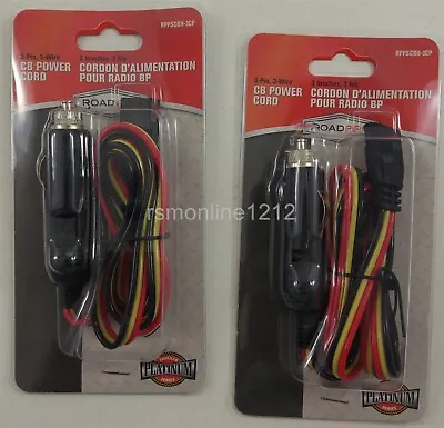 Lot Of 2 RoadPro RPPSCBH-3CP 3-Pin CB Radio Replacement Power Cord Lighter Plugs • $20.95