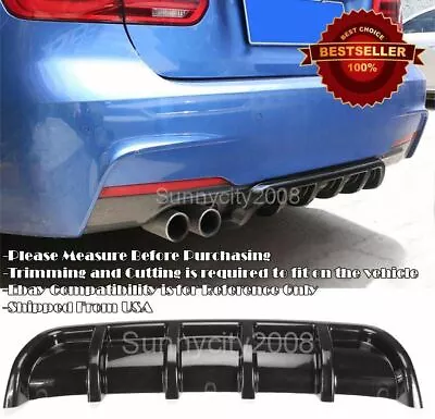 26  L ABS Curved Black 6 Shark Fins Bumper Diffuser Spoiler For VW Porsche Audi • $38.86