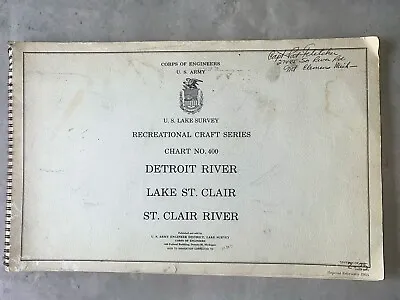 Nautical Detroit River  Lake St Clair River.1963 Corps Of Eng.  US Survey Chart • $10