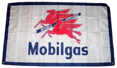 Mobilgas Sign 3'x5' Flag Banner Pegasus Gas Esso Shell Mobil Oil Fast Shipping • $13.94