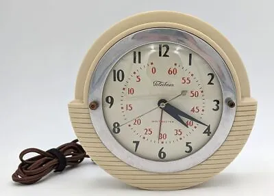 Excellent Telechron Minitmaster 2H17 Deco Mid Century Wall Kitchen Clock - Works • $117.95