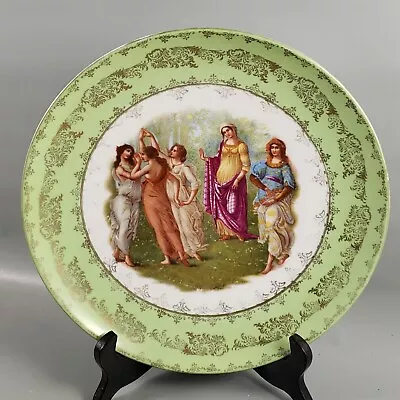 Antique Victoria Carlsbad Austria Classical Maidens Green Gold Porcelain Plate • $60