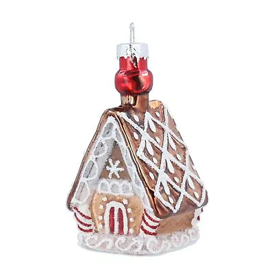 £10.49 • Buy Gisela Graham Christmas Tree Decoration Glass Gingerbread House