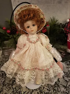 MINT Tags Franklin MARYSE NICOLE Porcelain Doll Stand Heirloom 12  Lace Red Hair • $24.99