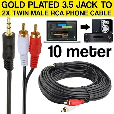 3.5mm Jack To 2 X RCA Cable AUX Twin Phono Headphone Mini Stereo Audio Lead Lot • £5.27