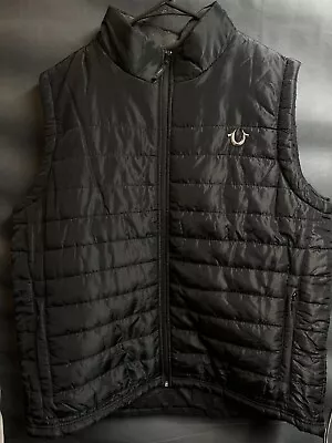 True Religion Men’s Black Puffer Quilted Full Zip Vest Size XL • $59