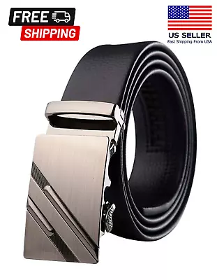 Mens Leather Ratchet Belt For Men Adjustable Automatic Buckle Belts • $7.11