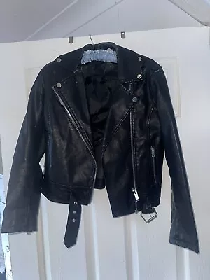 Miss Selfridge Black Fake Leather Jacket 8 • £0.99