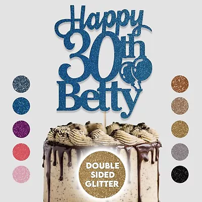 Personalised Cake Topper Happy Birthday Any Age Any Name 50th 60th 70th 80th • £2.65