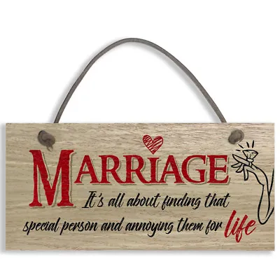 #824 Annoy That Special Person Marriage Oak Veneer Wood Plaque Door Hanger Sign • £6.83