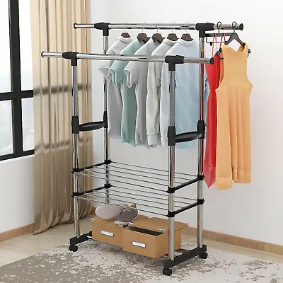 £22.99 • Buy Heavy Duty Clothes Rail Rack Garment Hanging Display Stand Shoes Storage Shelves