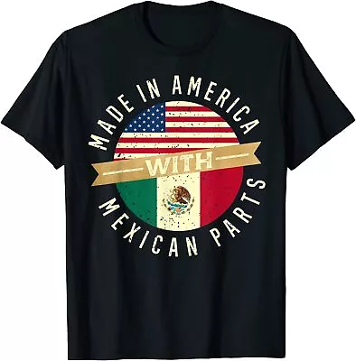 NEW LIMITED Made In America With Mexican Parts USA Mexico Flag Tee T-Shirt S-3XL • $22.06