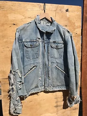 Vintage 50s Wrangler Denim Jacket Blue Bell Thrashed Distressed AS IS • $88