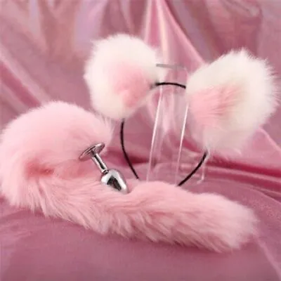 2Pcs Set Fox Butt Tail Soft Cat Ears Headbands Cosplay Female Roleplay • $14.89