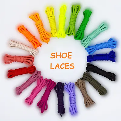 Round Boot Laces Shoelaces 130cm Trainer Shoe Coloured Long Adult Kids THICK 5mm • £2.99