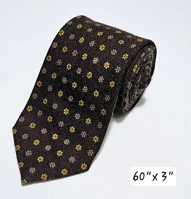 Mario Barutti Wool Tie Mens Brown Knit Floral Designer Necktie ITALY • $23.96