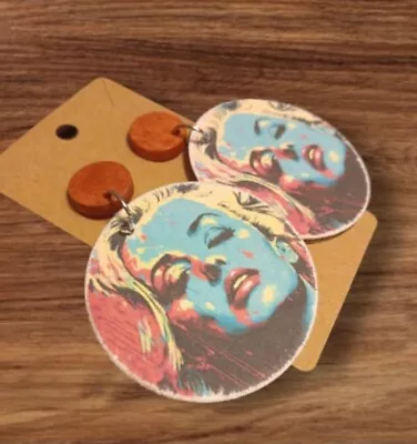 Marilyn Monroe Pop Art Portrait Earrings Artisan Souvenir Wooden Earrings • $12.90