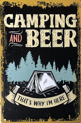 Camping & Beer  Vintage Rustic Garage Metal Tin Signs Man Cave Shed & Bar • $9.99