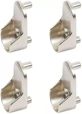 4 X Rail End Supports With Dowel Brackets For Oval Wardrobe Rails Poles Chrome • £5.99